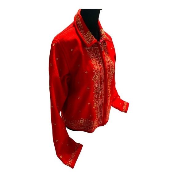 Vintage New Direction Red and Gold embroidered Blazer size S made in India - Picture 2 of 9
